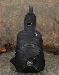 Cool Mens Womens Cap Black Sling Bag - Front View
