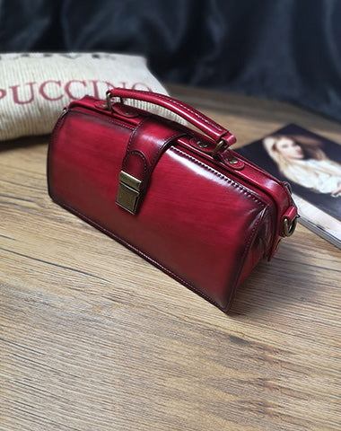 Vintage Womens Red Leather Doctor Handbag Purse Handmade Doctor Should –  iLeatherhandbag
