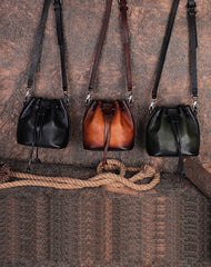 Womens Green Leather Barrel Crossbody Bag Purse - Side View