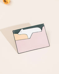 Cutest Women Pink Leather Card Holder Polar Bear Card Wallet Card Holder Polar Bear Credit Card Holder For Women