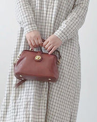 Handmade Womens Black Leather Doctor Handbag Purse Vintage Small Doctor Shoulder Bag for Women