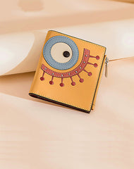 Cutest Women Yellow Leather Card Holder Shining Eye Card Wallet Billfold Card Holder Credit Card Holder For Women