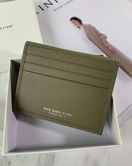 Minimalist Women Olive Green Leather Slim Card Holders Small Card Wallet Cute Card Holder Credit Card Holder For Women