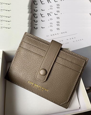 Cute Women Khaki Sheepskin Card Holder Slim Card Wallet Khaki Card Holder Credit Card Holder For Women