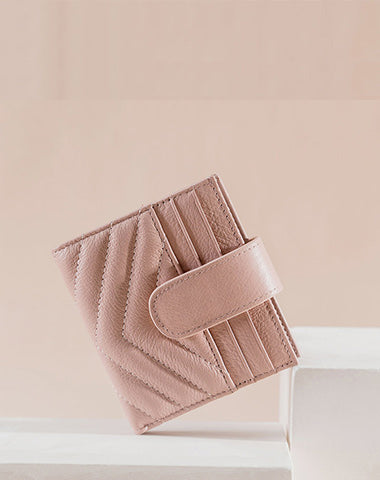 Cute Women Light Pink Leather Card Holder Small Card Wallet Card Holder Small Wallet Credit Card Holder For Women