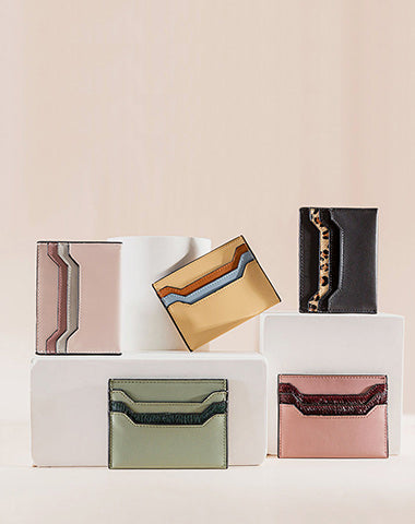 Cute Women Green Leather Card Holder Contrast Color Card Wallet Card Holder Cred CH00792007
