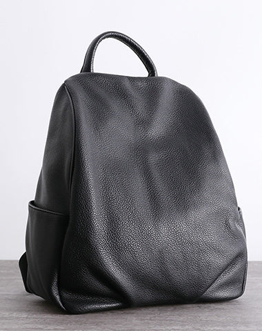 Womens Leather&Nylon Backpack Black Travel Backpack Purse Black Classic School Rucksack for Ladies
