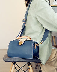 Vintage Womens Gray Leather Doctor Handbags Shoulder Purses Doctor Purse for Women