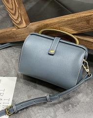 Womens Gray Leather Doctor Handbag Purses Classic Gray Doctor Crossbody Purse for Women