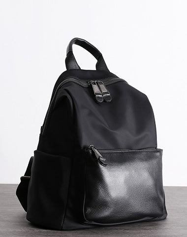 Womens Nylon Backpack Black Travel Backpack Purse Nylon Black School Rucksack for Ladies