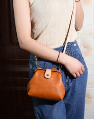 Vintage Womens Coffee Leather Mini Doctor Shoulder Purses Coffee Doctor Crossbody Purses for Women