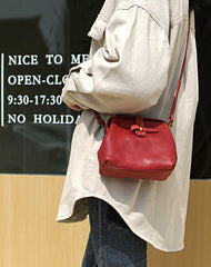 Vintage Womens Red Leather Doctor Shoulder Bag Side Purses Doctor Crossbody Purses for Women