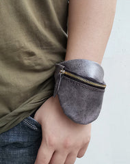Handmade Leather Womens Mens Wrist Pouch Zipper Womens Wrist Wallet Wrist Purse