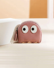 Cutest Women Blue Leather Pac-Man Coin Wallet Small Keychain with Wallet Change Wallet For Women