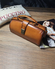 Vintage Womens Tan Leather Doctor Handbag Purses Vintage Handmade Doctor Crossbody Purse for Women