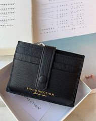 Cute Women Black Leather Card Holder Slim Card Wallet Black Small Card Holder Credit Card Holder For Women