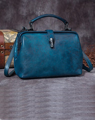 Handmade Tan Leather Handbag Vintage Doctor Bag - Side Profile