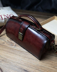 Vintage Womens Tan Leather Doctor Handbag Purses Vintage Handmade Doctor Crossbody Purse for Women