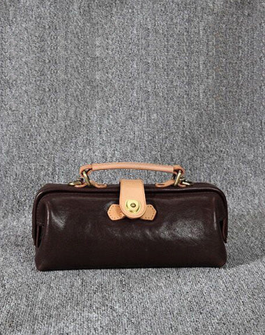 Womens Black Leather Mini Doctor Handbag Purses Classic Black Doctor Crossbody P DB02891082