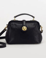 Handmade Womens Brown Leather Doctor Handbag Purse Vintage Small Doctor Shoulder Bag for Women