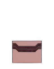 Cute Women Light Pink Leather Card Holder Contrast Color Card Wallet Card Holder Credit Card Holder For Women