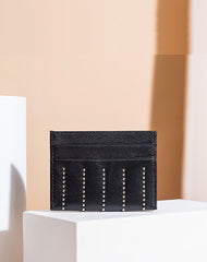 Cute Women Red Sheepskin Card Holder Slim Card Wallet Card Holder with Rivets Credit Card Holder For Women