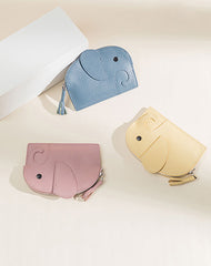 Cutest Women Pink Leather Elephant Small Zipper Wallet Keychain with Wallet Change Wallet For Women