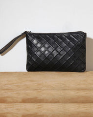 Genuine Leather Mens Clutch Cool Slim Wallet Zipper Clutch Wristlet Wallet for Men