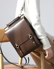Best Brown Leather Womens Satchel Backpack Laptop Leather Brown School Backpack for Women