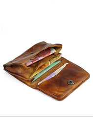 Vintage Brown Leather Men's Small Wallet Card Wallet Black billfold Front Pocket Wallet For Men