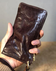 leather zip wallet mens long leather wallet zip around wallet long wallets for men 