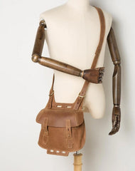 Dark Brown Leather 8 inches Mens Small Saddle Messenger Bags Shoulder Bags for Men