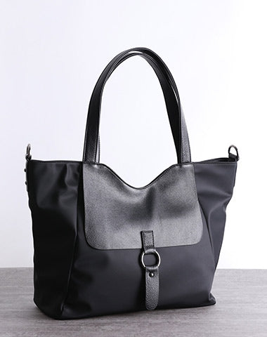 Womens Nylon Leather Tote Womens Black Nylon Totes Purse Nylon Tote Purse for Ladies