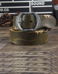 Genuine Leather Punk Rock Biker Trucker Mens Belt Men Black Coffee Belt for Men