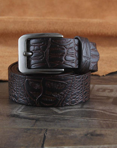 Genuine Leather Punk Rock Biker Trucker Mens Belt Men Black Coffee Belt for Men