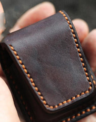 Cool Dark Brown Handmade Leather Mens Standard Zippo Lighter Case With Belt Loop Lighter Holders For Men