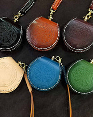 Cool Leather Brown Men's Womens Coin Holder Black Wristlet Change Wallet Coin Case For Men