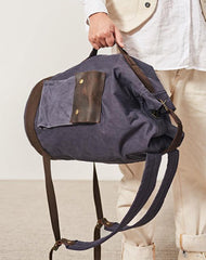 Waxed Canvas Leather Mens Large Backpack Canvas Travel Backpack Barrel Travel Backpacks for Men