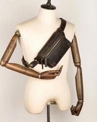 Vintage Leather Fanny Pack Mens Waist Bag Hip Pack Belt Bag Bumbag for Men
