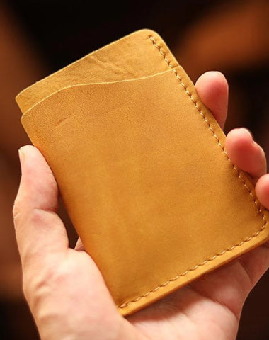 Handmade Dark Brown Leather Mens Card Holder Tan Card Holder Small Card Case For Men