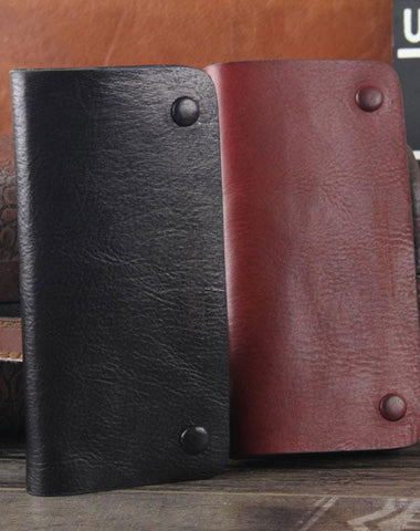 Handmade Genuine Leather Mens Cool Long Leather Wallet Bifold Clutch Wallet for Men