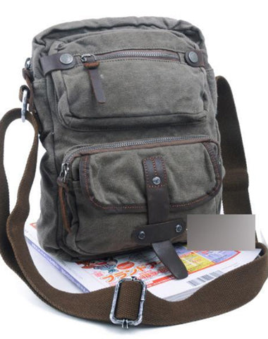 Canvas Black Mens Vertical Postman Bags Canvas Messenger Bags Khaki Courier Bag For Men