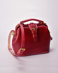 Handmade Womens Gray Leather Small doctor Purse Gray shoulder doctor bags for women