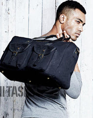 Black Fashion Canvas Mens Casual Large Travel Bag Shoulder Weekender Bag Duffle Bag For Men