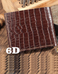 Brown Crocodile Pattern Leather Mens  billfold Wallet Bifold Small Wallet For Men