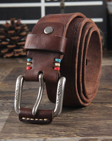 Genuine Leather Punk Rock Biker Trucker Mens Belt Men Black Coffee Belt for Men