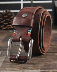 Genuine Leather Punk Rock Biker Trucker Mens Belt Men Black Coffee Belt for Men
