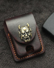 Chocolate Handmade Leather Mens Zippo Lighter Case With Belt Loop Cool Standard Lighter Holders For Men