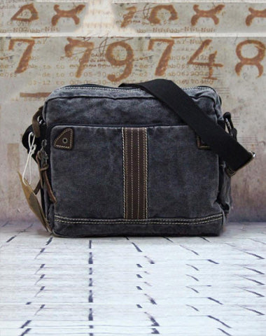 Vintage Canvas Black Mens Small Postman Bag Green Canvas Messenger Bags Small Courier Bag For Men