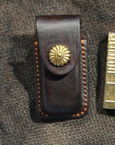 Cool Handmade Leather Mens Dunhill Lighter Case Lighter Holder with Belt Loop For Men